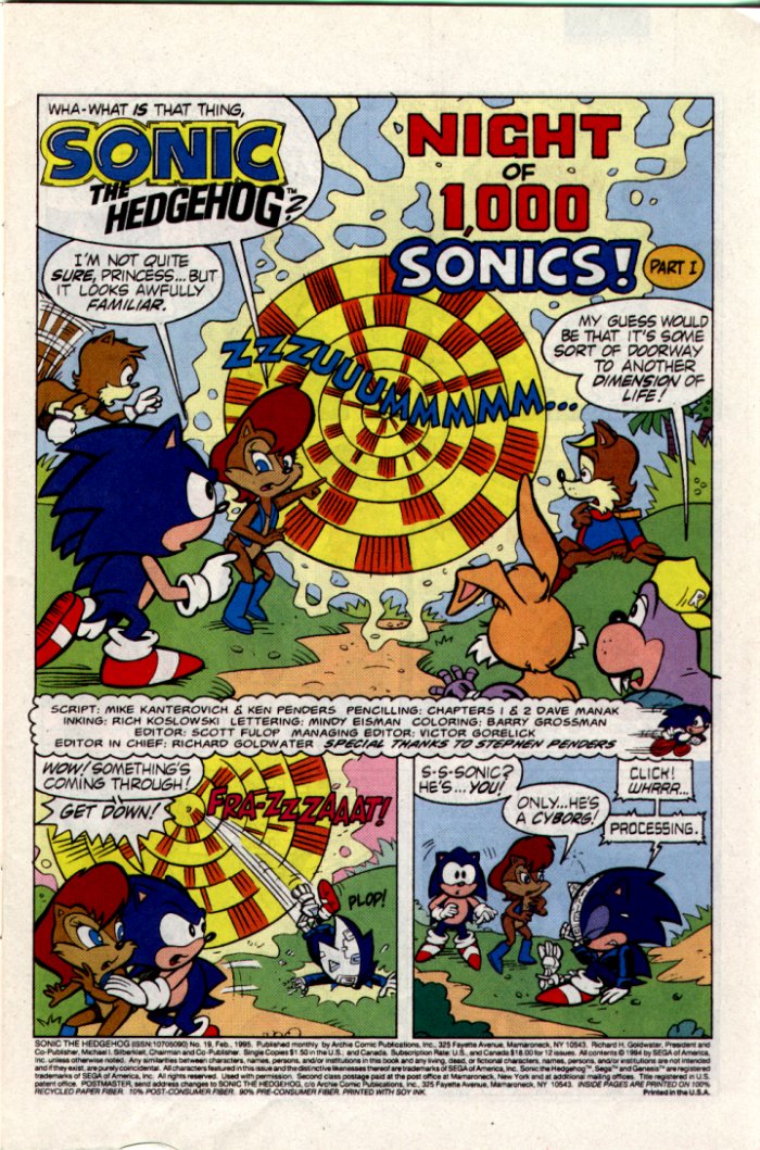 Sonic - Archie Adventure Series February 1995 Page 1